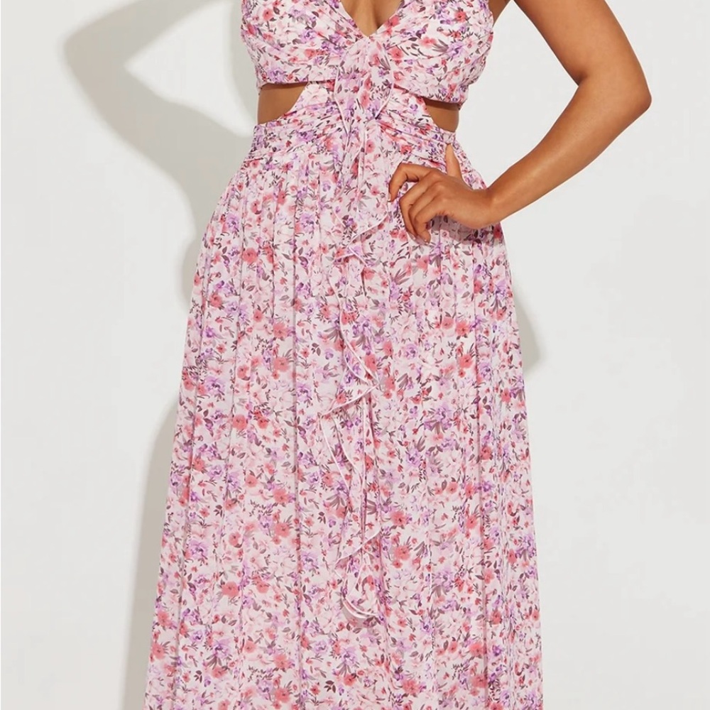 Fashion Nova Foral Pink Maxi Dress